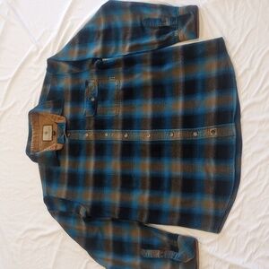 Legendary Whitetails Blue and Brown Plaid Button Down Shirt